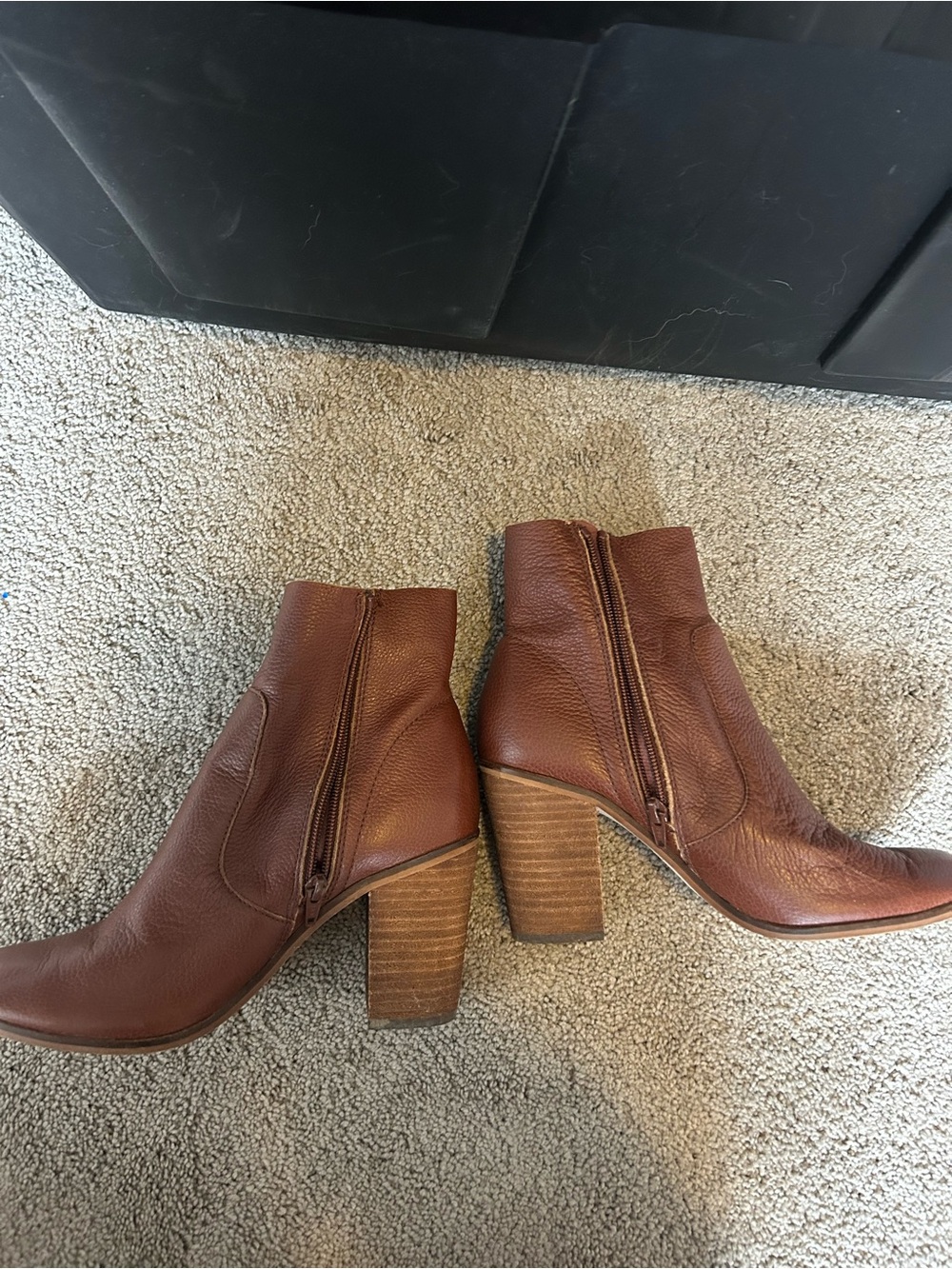 Dr. Scholls Women's Brown Leather Ankle Boots - Classic Block Heel
